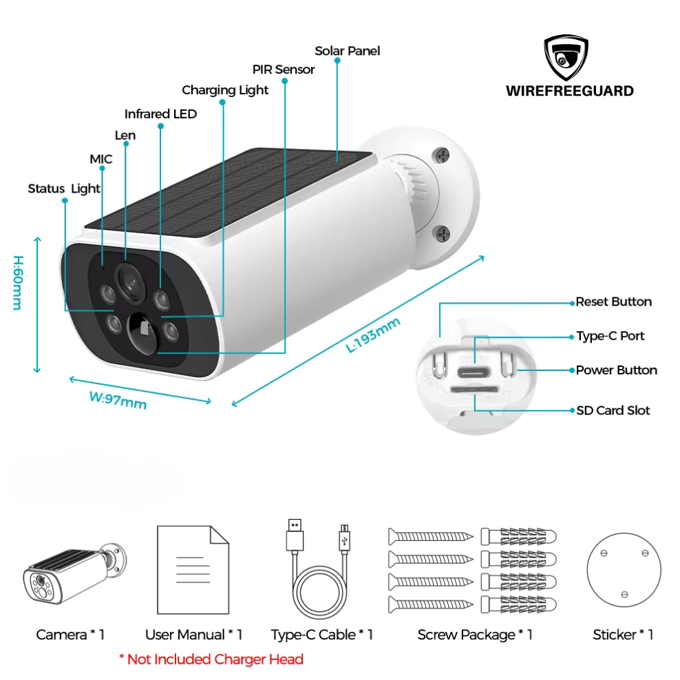 WIRE FREE GUARD 2.5K Solar WiFi Security Camera