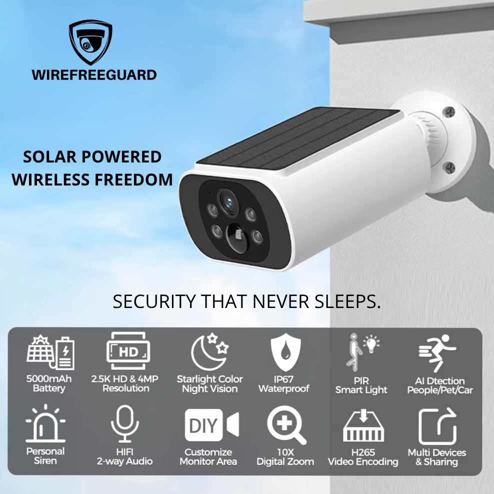 WIRE FREE GUARD 2.5K Solar WiFi Security Camera